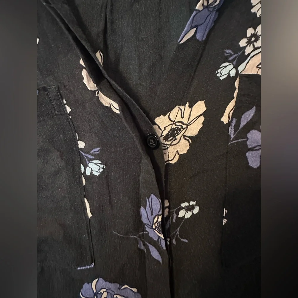 Anthropologie Cloth & Stone Black and Purple/Pink Floral Blouse - Picture 4 of 5